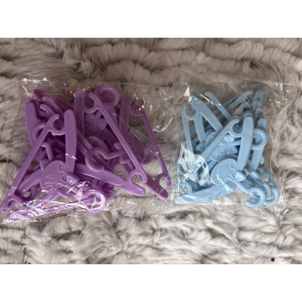 Two Brand New Packages Of‎ Barbie Doll Clothes Hangers, Doll, Purple Blue. 2968